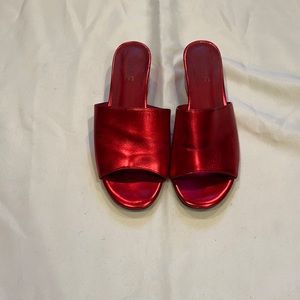 RAYE METALLIC RED MULES